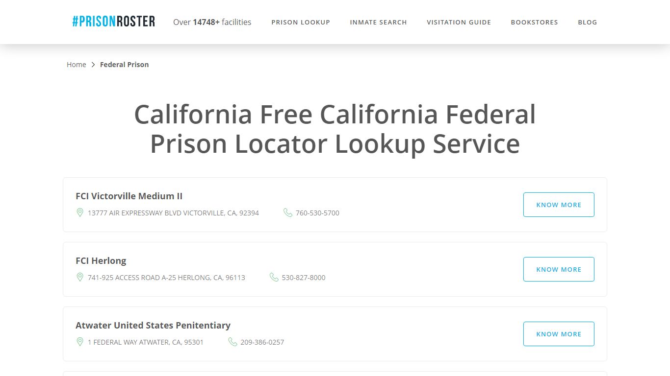 California Federal Prison Inmate Lookup - Prisonroster